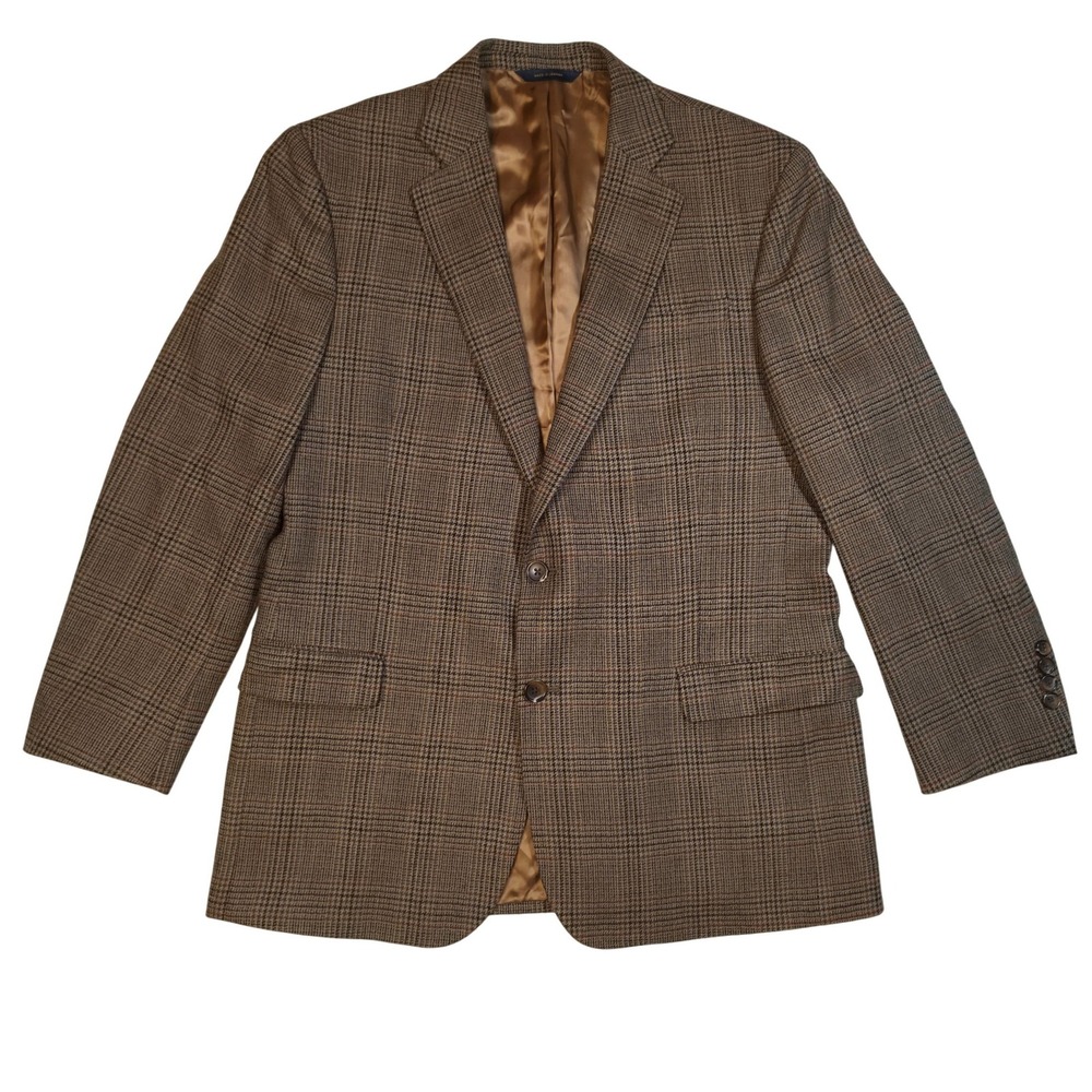 Brooks Brothers Fitzgerald Fit 42S Brown Glen Plaid 100% Wool Sport Coat Blazer